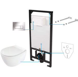 Deante WC set Silia 6v1, podomítkový systém + toaleta - CDLS6ZPW