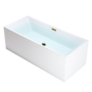 BPS-koupelny Volně stojící akrylátová vana HYD-SAN507C 170x75 bílá, odtokový komplet zlatý