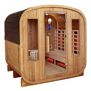BPS-koupelny Zahradní kombinovaná sudová sauna 2v1 HYD-4023 - Infrasauna + finská sauna 180x200, 4-6 osob