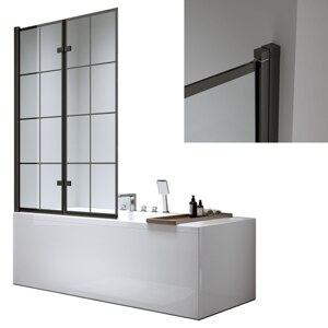 BPS-koupelny Dvoudílná vanová zástěna HYD-PR06 80x140 černá/transparent