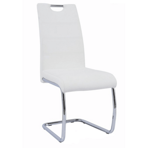 Kondela Jídelní židle, bílá ekokůže, světlé šití / chrom, ABIRA NEW