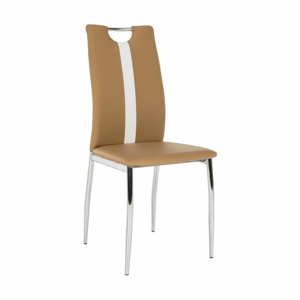 Kondela Židle, béžová / bílá ekokůže + chrom nohy, SIGNA