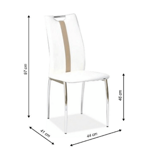 Kondela Židle, bílá / béžová ekokůže + chrom nohy, SIGNA