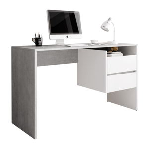 Kondela PC stůl, beton/bílý mat, TULIO