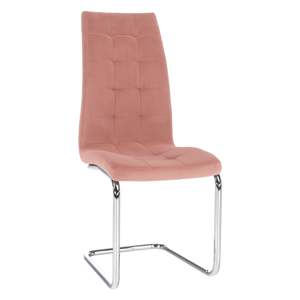 Kondela Jídelní židle, růžová Velvet látka / chrom, SALOMA NEW