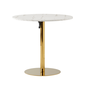 Kondela Jídelní stůl, světlý mramor/gold chrom - zlatý, průměr 80 cm, LAMONT