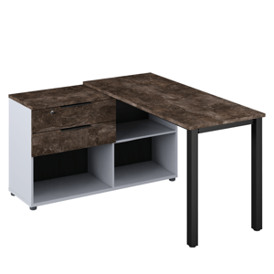Kondela Rohový PC stůl, šedá/beton tmavý, KLAUDIUS TYP 8