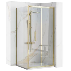 Sprchový kout REA RAPID FOLD 100/dveře x 80/zástěna cm, zlatý