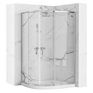 Asymetrický sprchový kout REA LOOK PRAVÁ 80x100 cm, chrom + sprchová vanička Look bílá