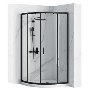 Čtvrtkruhový sprchový kout REA LOOK 80x80 cm, černý + sprchová vanička Look bílá