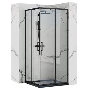 Čtvercový sprchový kout REA PUNTO 90x90 cm, chrom se sprchovou vaničkou Savoy černá