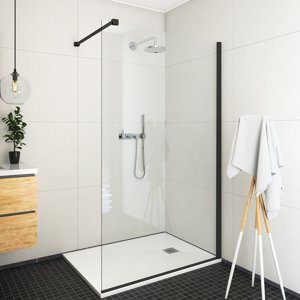 Roth Bezrámová sprchová zástěna ECWALK Varianta: šířka: 140 cm, kód produktu: ECWALK 1400 Black - 585-1400000-05-02, profily: černá (elox), výplň: transparent