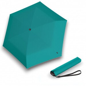 Lehký dámský skládací plochý deštník - Knirps US.050 TURQUOISE WITH BLACK