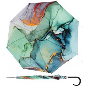 Doppler Carbonsteel Long AC MARBLE BLUE - dámský holový vystřelovací deštník