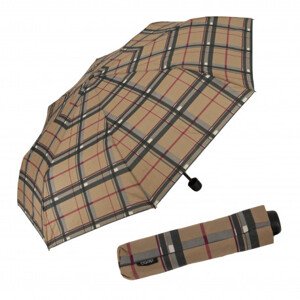 Derby Hit Mini Check - skládací deštník, greige, káro / kostka