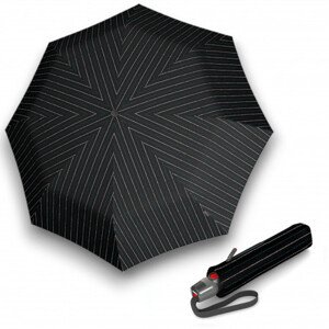 Knirps KNIRPS T.200 BAKER STREET AQUA - elegantní pánský plně automatický deštník, černá, proužek