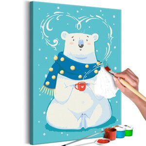 Obraz malování podle čísel medvěd s horkou čokoládou
