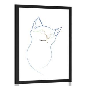 Plakát s paspartou barevné linie kočky