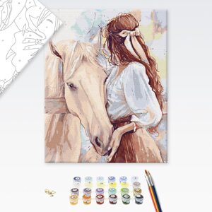 Malování podle čísel vznešená dáma s koněm