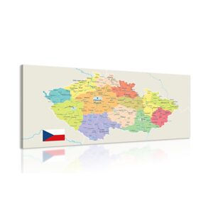 Obraz stylová mapa Česka s vlajkou