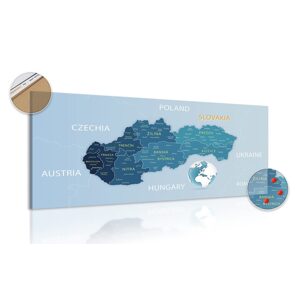 Obraz na korku elegantní mapa Slovenska v modrém