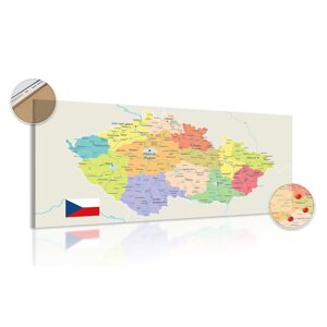 Obraz na korku stylová mapa Česka s vlajkou