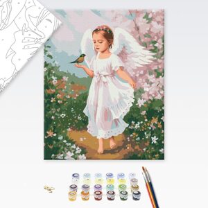 Malování podle čísel anděl s ptáčkem