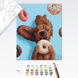 Malování podle čísel rozkošný pes s donutem
