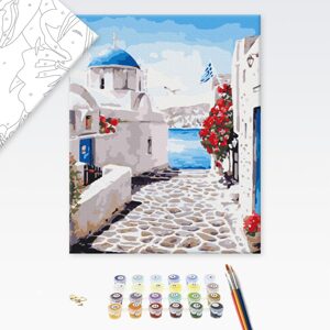 Malování podle čísel romantické Santorini