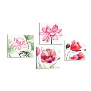 Set obrazů akvarelové květiny