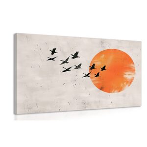 Obraz japandi oranžový měsíc