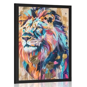 Plakát lev s imitací malby