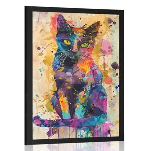 Plakát kočka s imitací malby